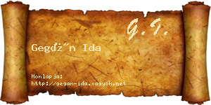 Gegán Ida névjegykártya